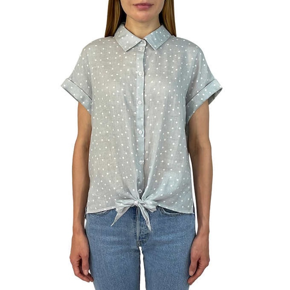 ⭐️$3/$30⭐️Jachs Girlfriend Linen Blend Tie-front Shirt